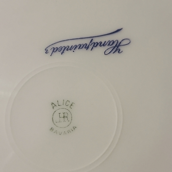 Antique JHR Bavaria Germany Hand Painted Alice PEACH & FLOWERS 8 3/8" Plate - Picture 3 of 3